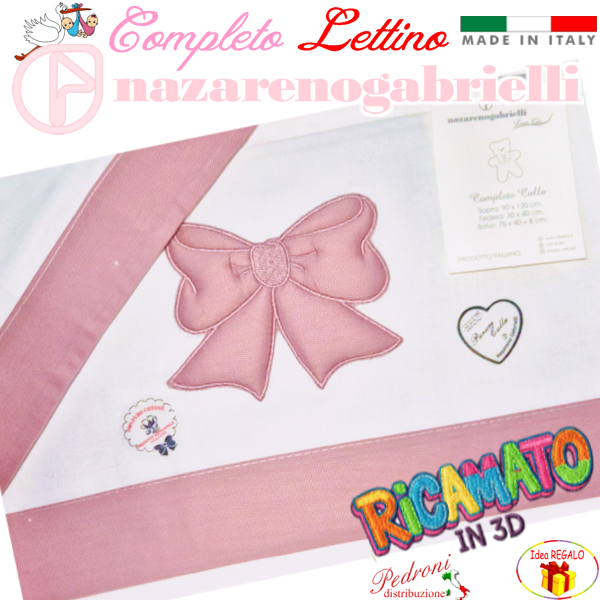NAZARENO Completo LETTINO ricamato NG105 Bianco/Amaranto