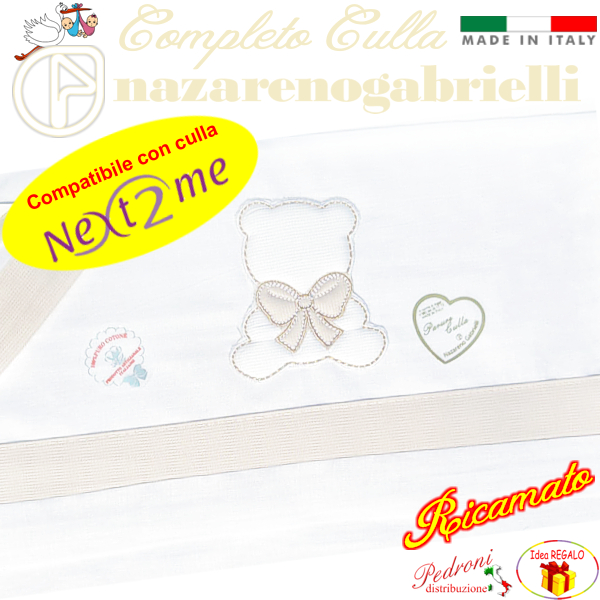 *NEX TO ME*Completo CULLA ricamato NG-3016 dis.30 Bianco/Sabbia