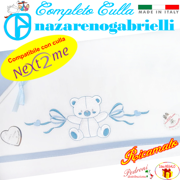*NEX TO ME*Completo CULLA ricamato NG-3016 dis.31 Bianco/Cielo