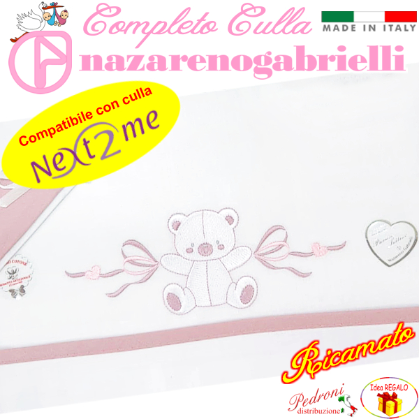 *NEX TO ME*Completo CULLA ricamato NG-3016 dis.31 Bianco/Amaranto