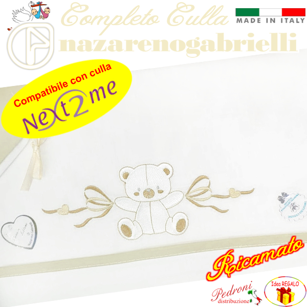 *NEX TO ME*Completo CULLA ricamato NG-3016 dis.31 Bianco/Sabbia