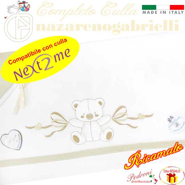 *NEX TO ME*Completo CULLA ricamato NG-3016 dis.31 Bianco/Sabbia