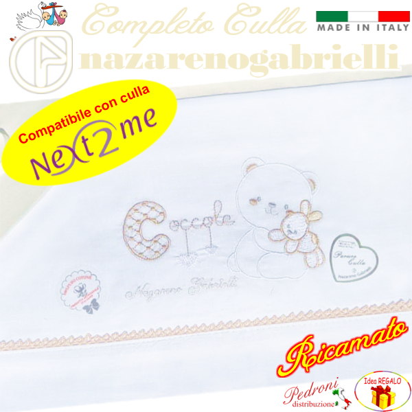 *NEX TO ME*Completo CULLA ricamato NG-3016 dis.34 Bianco/Sabbia