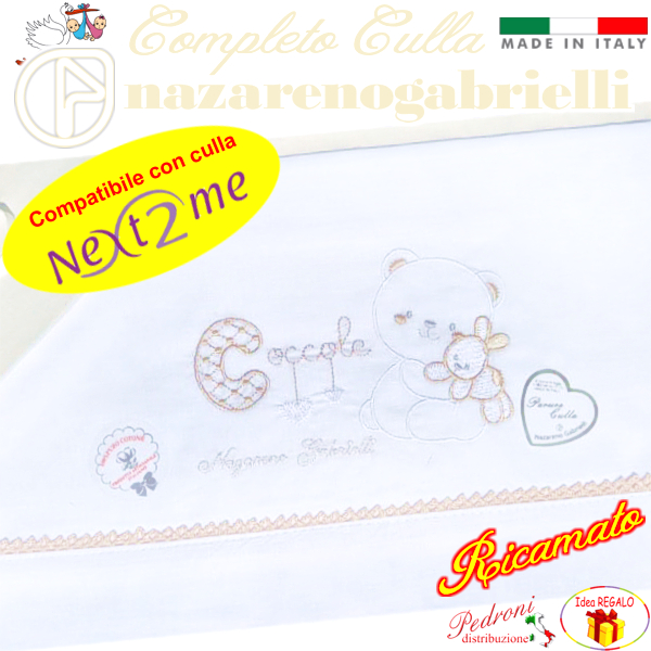 *NEX TO ME*Completo CULLA ricamato NG-3016 dis.34 Bianco/Sabbia