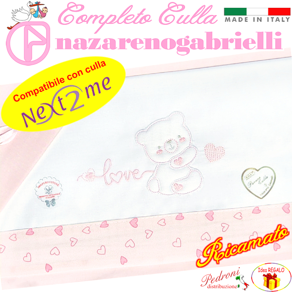 *NEX TO ME*Completo CULLA ricamato NG-3016 dis.38 Bianco/Rosa