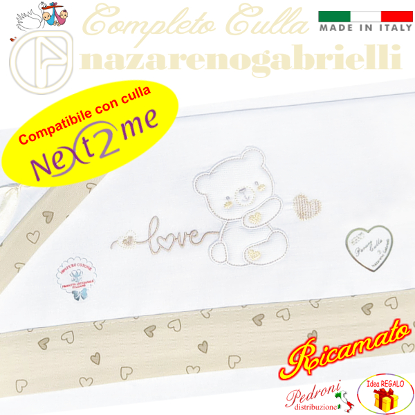 *NEX TO ME*Completo CULLA ricamato NG-3016 dis.38 Bianco/Sabbia
