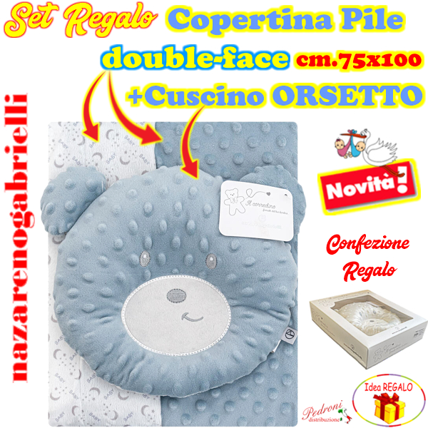 *IDEA REGALO* SET Copertina + Cuscino ORSETTO NG-4747 Polvere