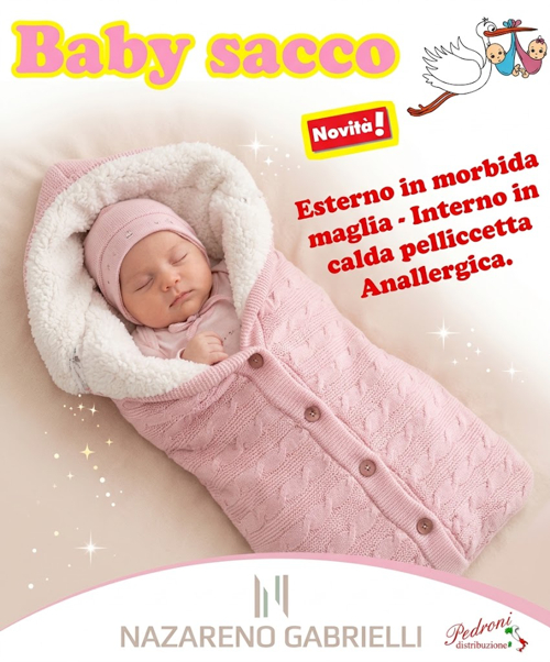 *NOVITA'* Baby sacco in " CALDA MAGLIA LAVORATA " NG-5785 ROSA