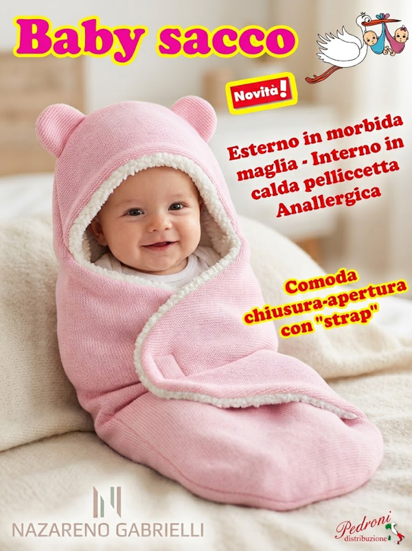 *NOVITA'* Baby sacco " ORSETTO IN MAGLIA " NG-5786 ROSA