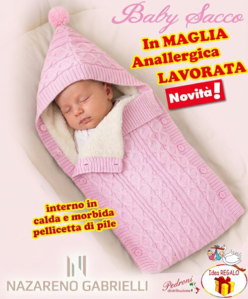 *NOVITA'* Baby sacco in " CALDA MAGLIA LAVORATA " NG-5798 ROSA