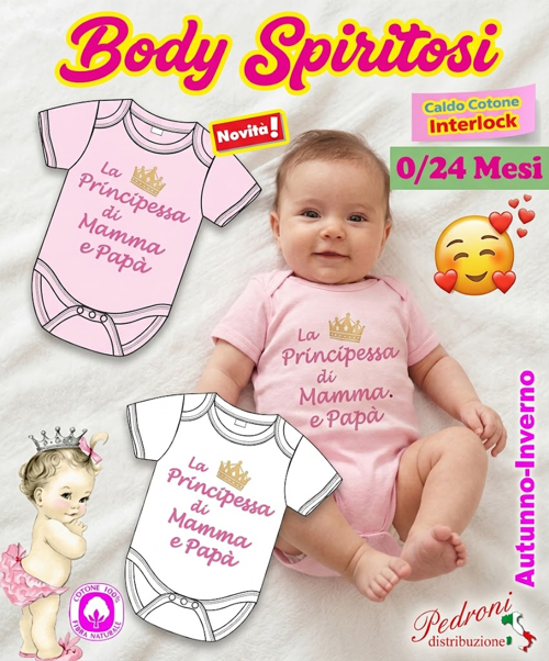 *PRINCIPESSA* Body M/M CALDO COTONE Interlock 0/24 mesi XNA-131