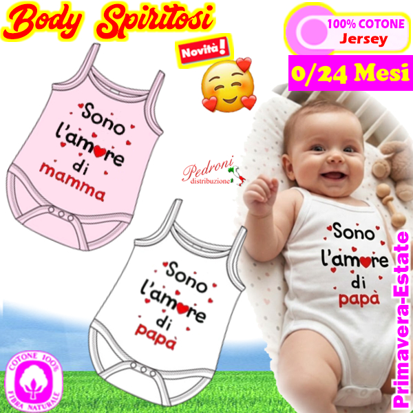 "Sono L'amore...." Body SPALLINA in COTONE XNA-063 0/24 Mesi
