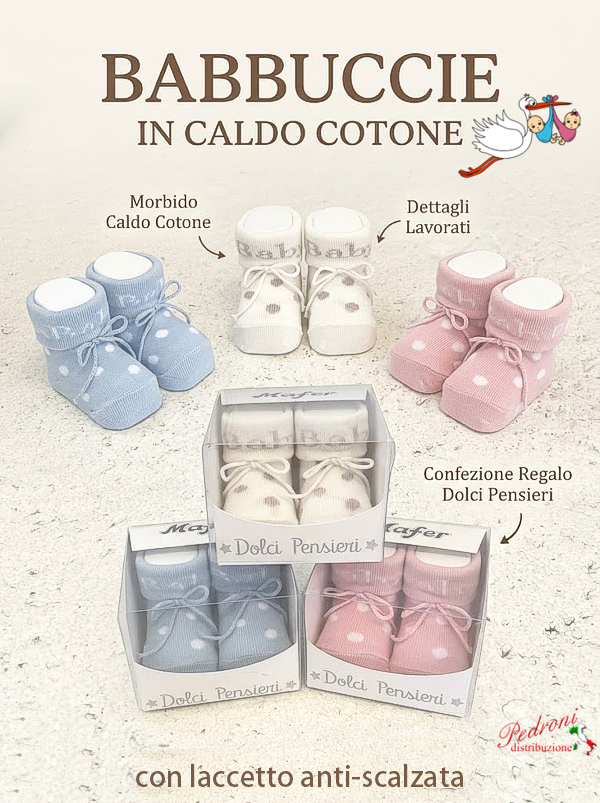 "IDEA REGALO" Babbuccia CALDO COTONE "BABY" WSC9321 in 3 colori