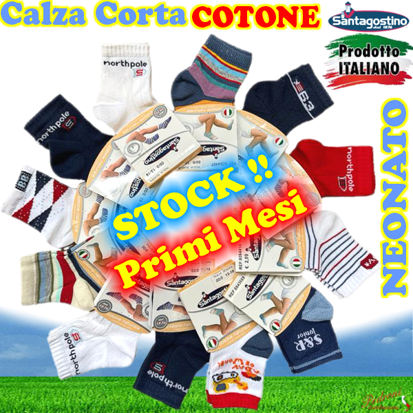 # STOCK BABY # Calza CORTA COTONE Neonato Tg.13/20 Ass.