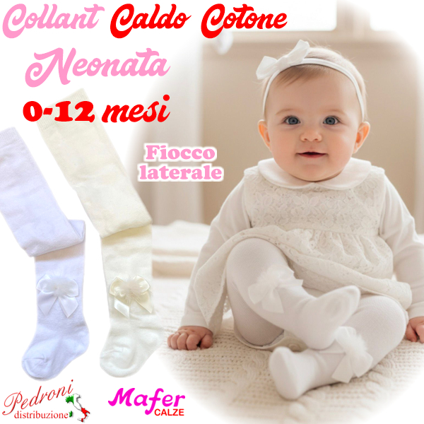 *PRIMI MESI* Collant CALDO COTONE 0/12 mesi CBF7896 Bianco-Panna