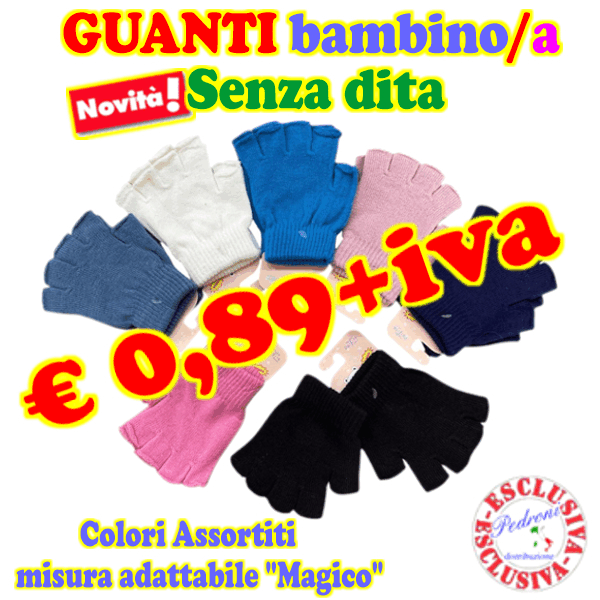 *PRIMO PREZZO* Guanto bambino/a "MAGICO SENZA DITA" D-799 Ass.
