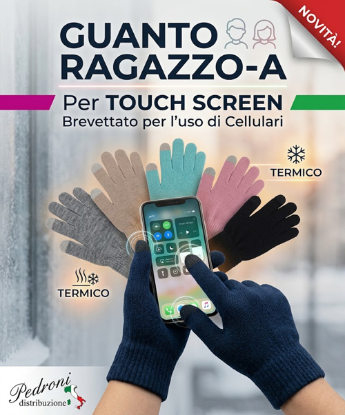 *NOVITA'*Guanto ragazzo/a "TOUCH"per uso del cellulare D-1382